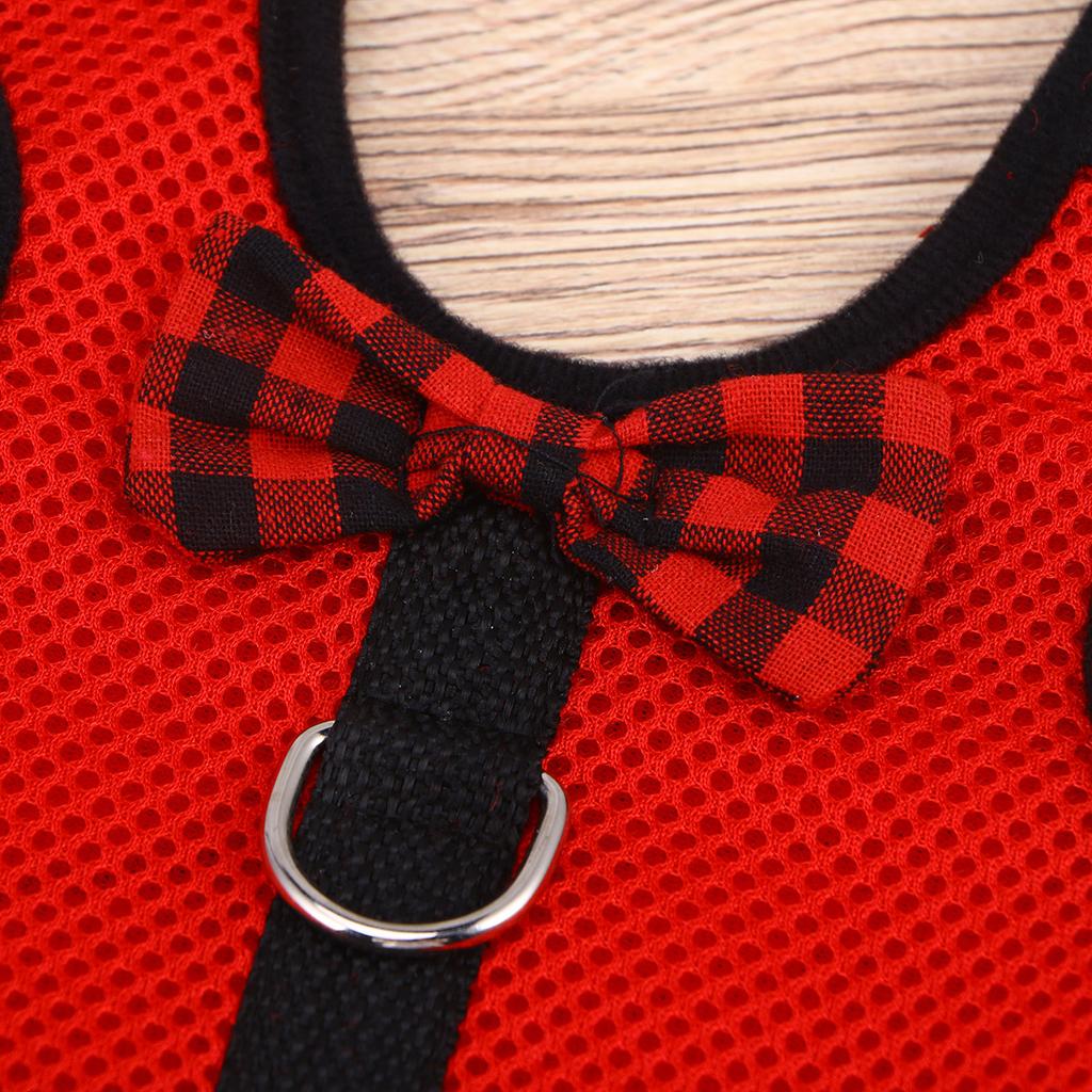 High Quality Air Mesh Pet Harness with Leash for Small Pets Dogs Cats Rabbits Hamsters Size M Red Comfortable Breathable Bow