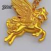 Pegasus Pendant Necklace Gold Tone Winged Horse Mythological Symbol of
