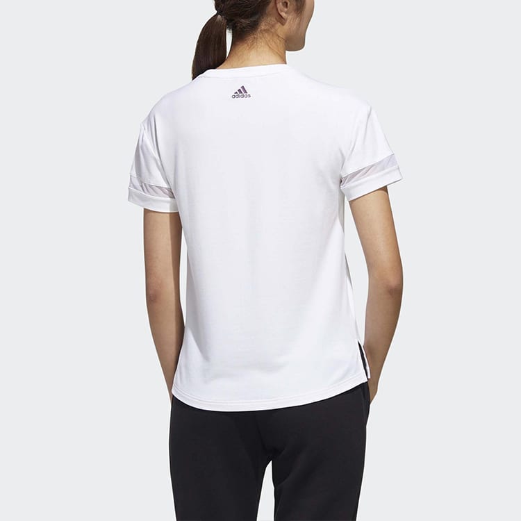 Adidas T Shirts Women's White Crew Neck Moderate Straight Fit GJ9022
