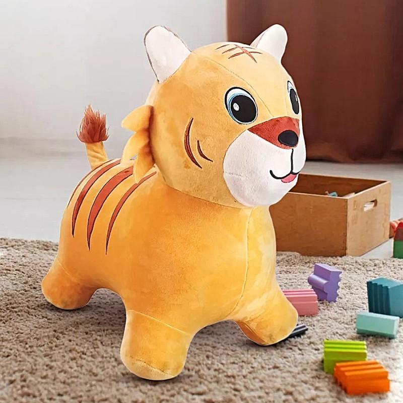 Inflatable Jumping Horse Toy Kids 4-6 Years Music Play Ride-On Animal Bouncer With Thick Plush Cover