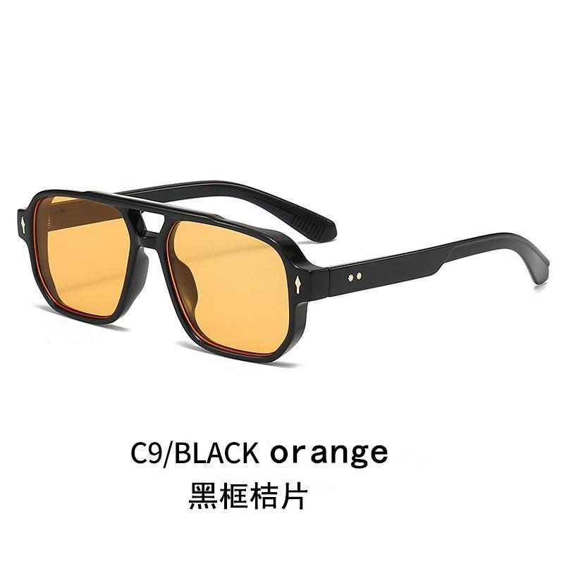 New Square Double Beam Sunglasses Men'S Casual Driving Sunglasses Business Style Decorative Sunglasses