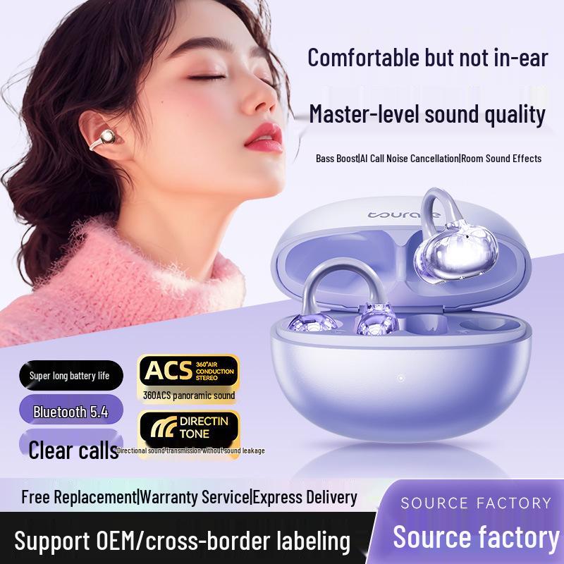 Bluetooth In-Ear Bone Conduction Earphones with AI Translation, Sports-Grade Noise Reduction, and Extended Battery Life