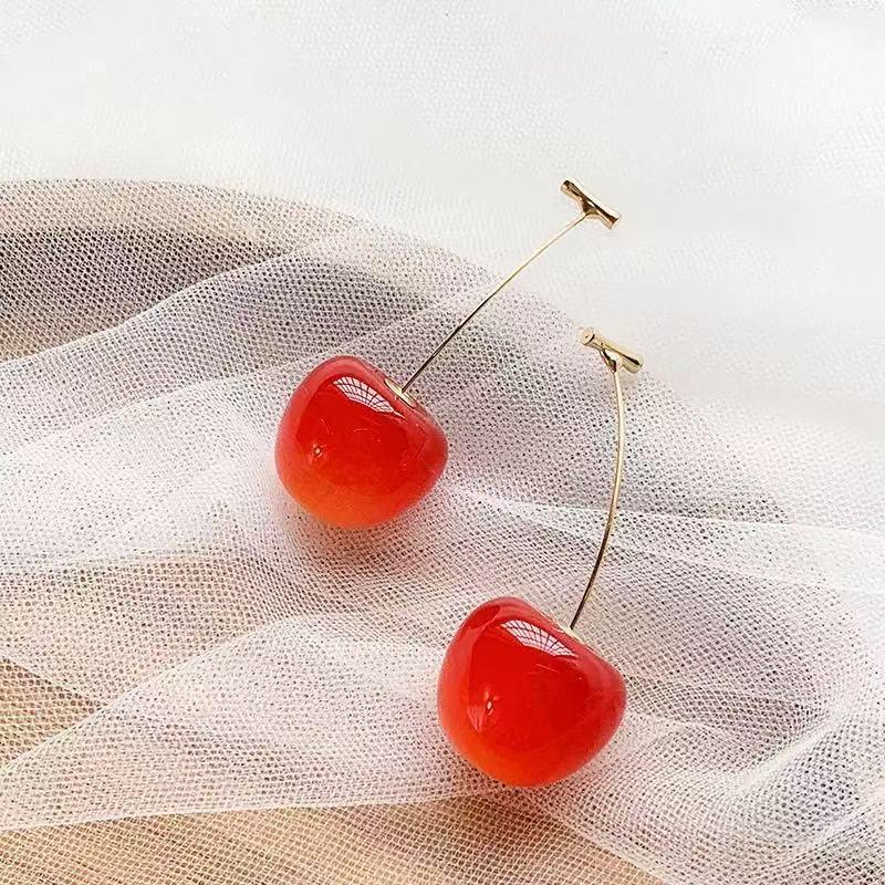 Chic Cherry Sweet Stud Earrings - Light Luxury, Trendy Design, Simple Elegance