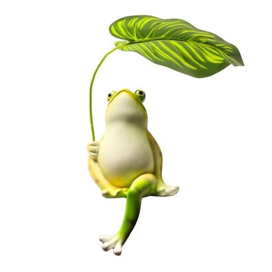 

Frog Garden Statue Lotus Leaf Sitting Frog Figurine Cute Resin Frog Sculpture for Outdoor Yard Garden Pond Home Office Desk Tabletop Decor A