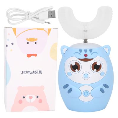 U Shaped Automatic Toothbrush Cartoon Ultrasonic Toothbrush Oral Cleaning Brush for KidsBlue