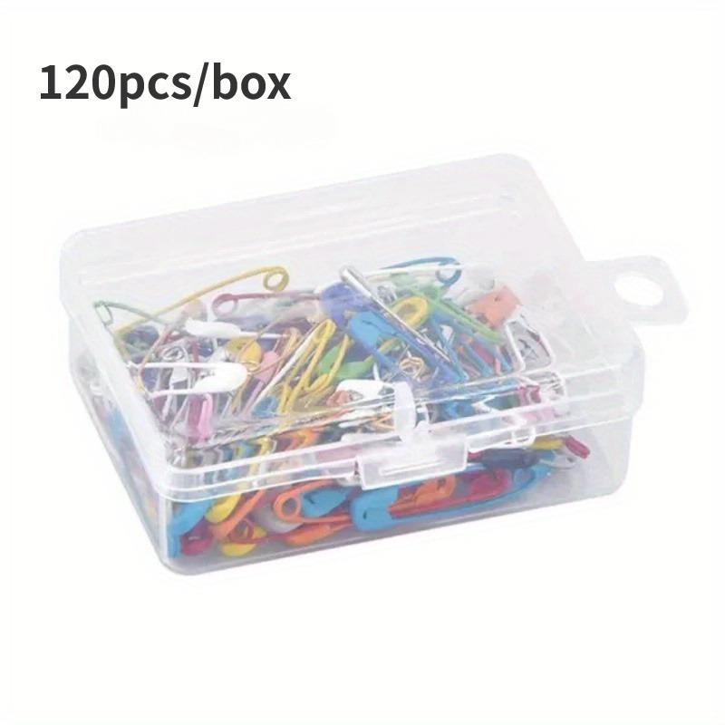 120Pcs Safety Pins Colored Metal Safety Pins with Storage Box Small Safety Pins for Clothes DIY Crafts Pins Sewing Accessories