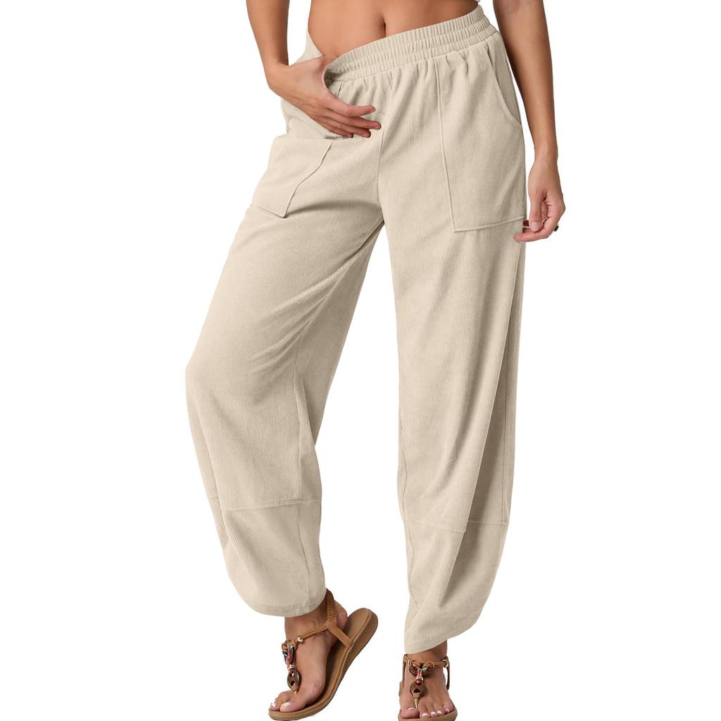 Fashion Trend Women's Solid Color Pocket Casual Cropped Pants