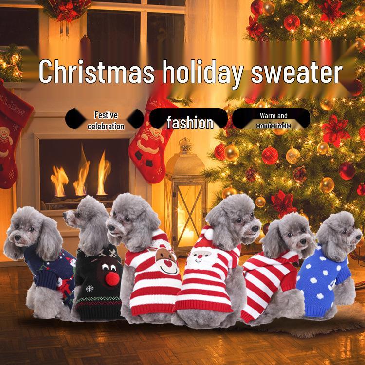 Autumn/Winter High Neck Christmas Dog Sweater - Warm Knitwear for Pets