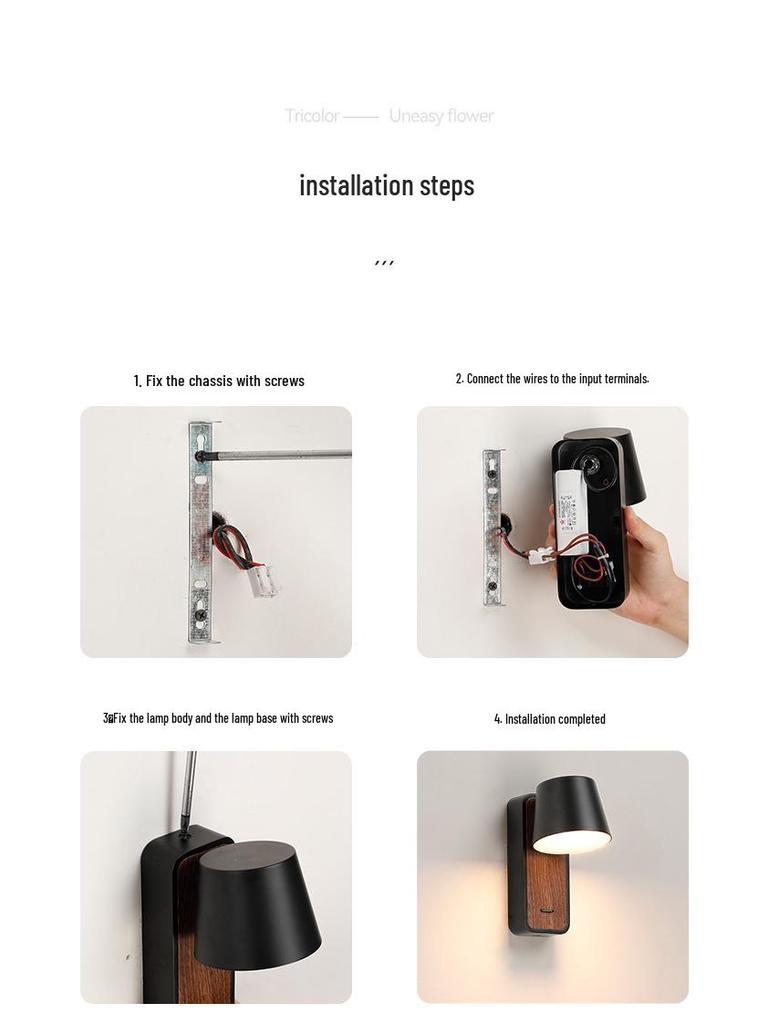 Rotatable LED Bedside Wall Light with Switch for Hotel, Guest Room, or Bedroom Reading.