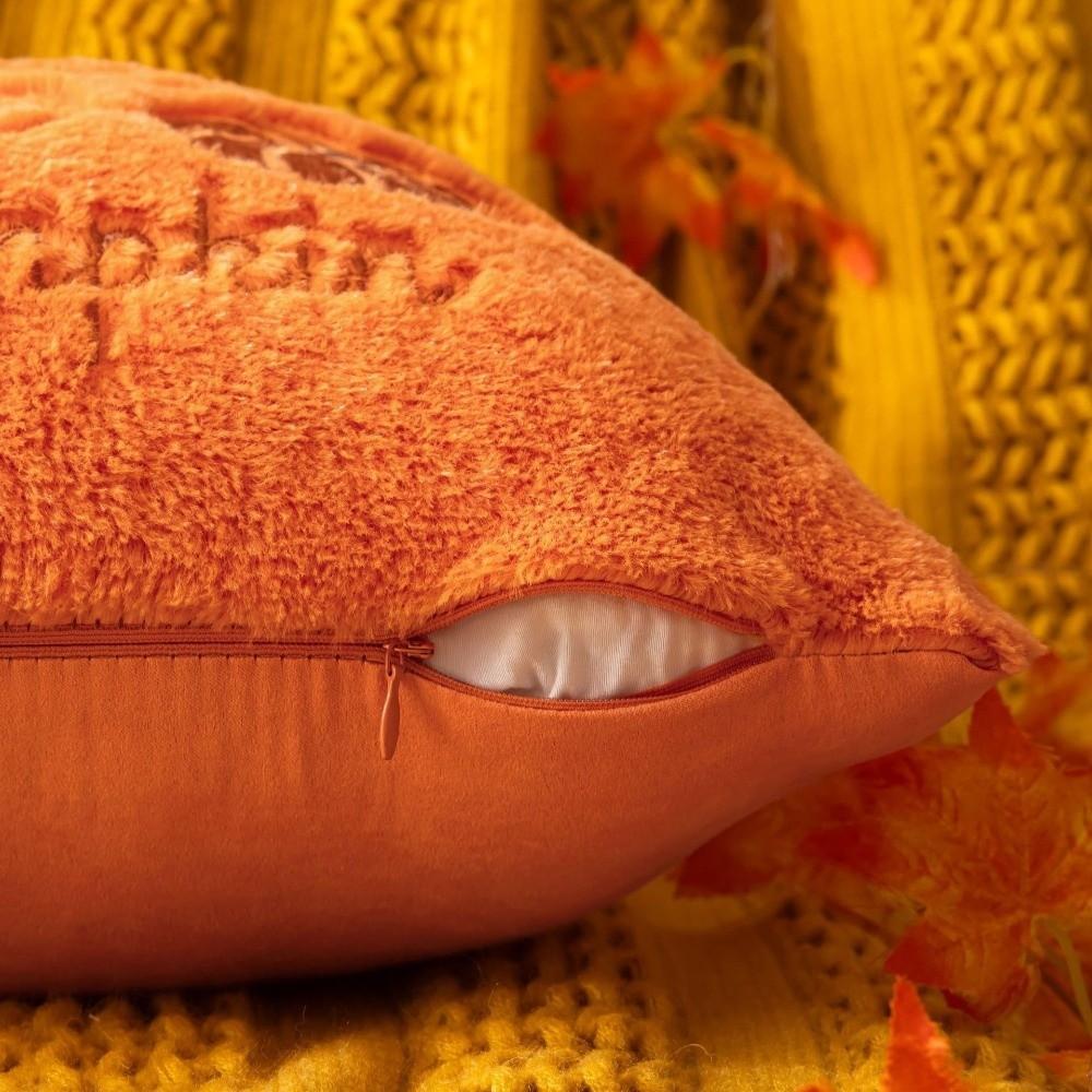 Pumpkin Decorative Pillowcase Beige Orange Seasonal Pillow Covers Cozy Square Pillow Case  Home Use