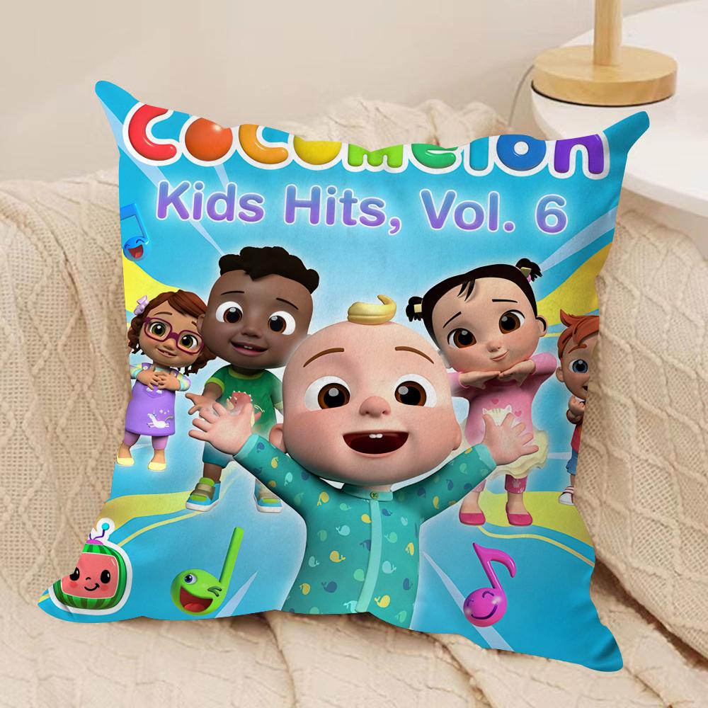 Cartoon CCoComelons Cute Cushion Cover Silky Short Plush Invisible Zipper Dustproof Sofa Pillow Case For Home Decor