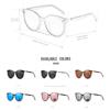 KDEAM Soft TR90 Material Women Sunglasses Cat Eye Polarized UV400 Mirror Sun Glasses Round Black Shades With Leather Case