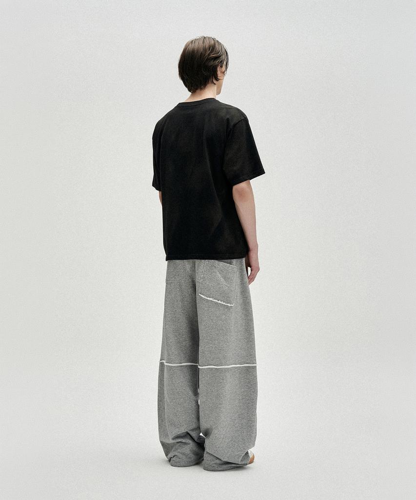 NOT4NERD Raw Edge Curved Biker Sweat Pants - Gray