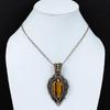 Tiger Eye Pendant, Handmade Gemstone 999 Copper Wire Wrapped Pendant Antique Jewelry, For Gift Silver Jewelry