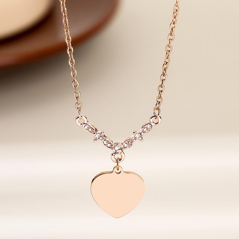 Stainless Steel V-Shape Necklace with Multiple Accessories and UV Color Printed Cross Chain