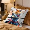 Cool Samurai Cat Warrior Pillow Case, Japanese Style Orange Tabby Holding Sword Cushion Cover for Living Room Sofa Bedroom Home