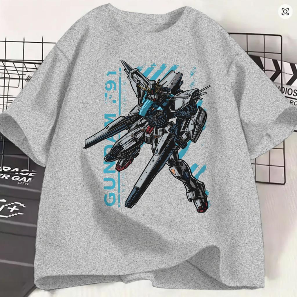 Gundam TShirt Summer Hippie T Shirts Unisex Pure Cotton O Neck 4xl 5xl 6xl Tees ShortSleeve Y2k Basic Tops