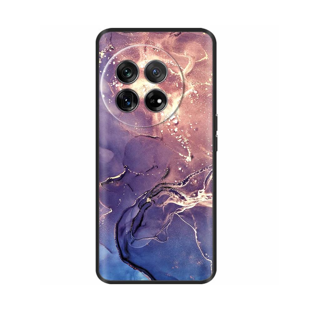 Painted Cover For OnePlus 12 Case Black Silicone Soft Luxury Phone Back Cover For One Plus 12 OnePlus12 5G Fundas Cases Hoesje
