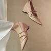 Spring 2026 Nude Mary Jane Heels for Women - 9CM Hidden Lift, French Pointed Toe, Shallow Mouth Design.