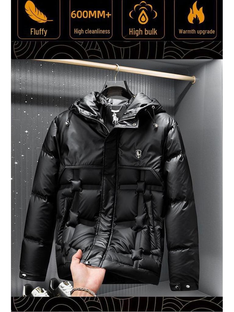 Men's Luxury European Style Thick Down Jacket - Winter Hooded Outerwear for Cold Protection