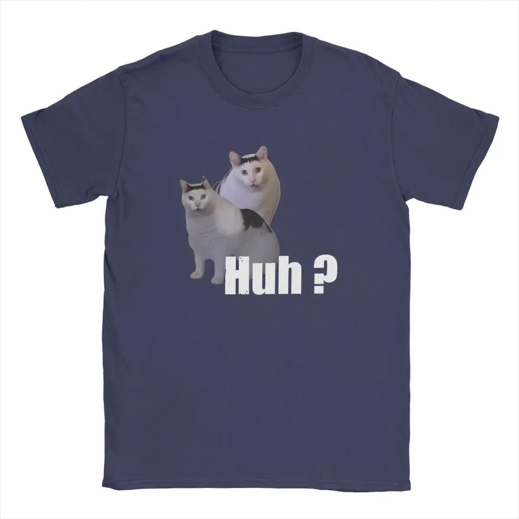 Vintage Huh Cat Meme Funny T-Shirt Round Collar 100% Cotton T Shirt Y2k Ins Harajuku Short Sleeve Tee Shirt Arrival Tops