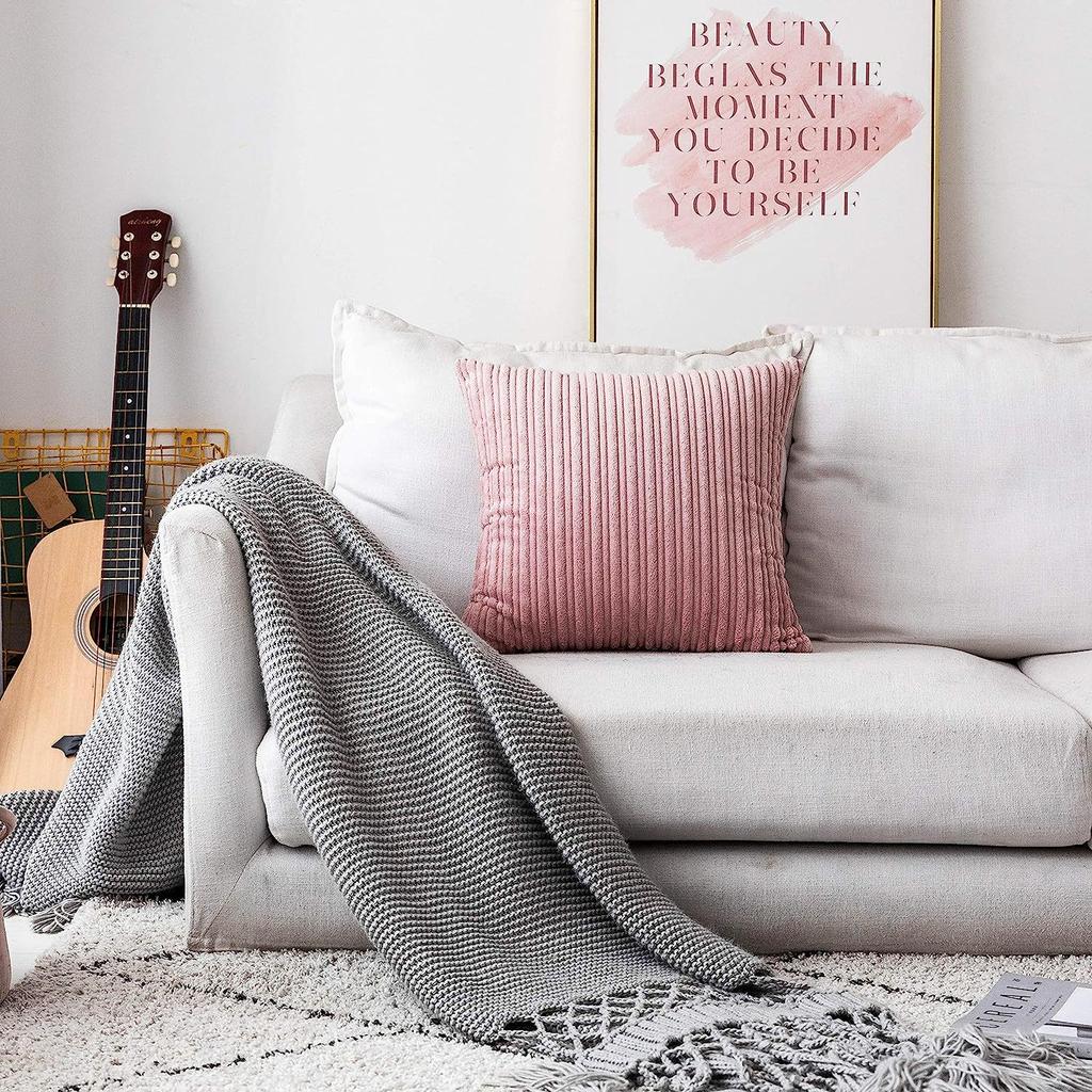 Cord Samt Dick Gestreiftes Kissen Kissenbezug Sofa Dekokissenbezug Bettkissenbezug