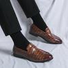 Herr Plusstorlek Spetsiga Läder Slip-On Loafers - Formella/Affärsmässiga/Casual Skor
