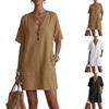 Ladies' Casual And Fashionable V-neck Loose Dress