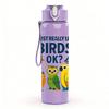 1PC Colorful Parrot Group Letter 750ml Color Plastic Sports Water Bottle Leakproof Flip Straw Lid For Sports Office Home Use