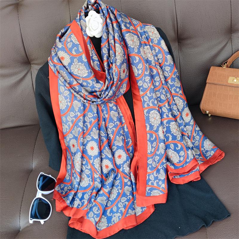 180*90cm muffler fashion Luxury Brand Scarf Women New Style Fashion Color Matching Print Silk Lady Popular Headcloth Beach Shawl