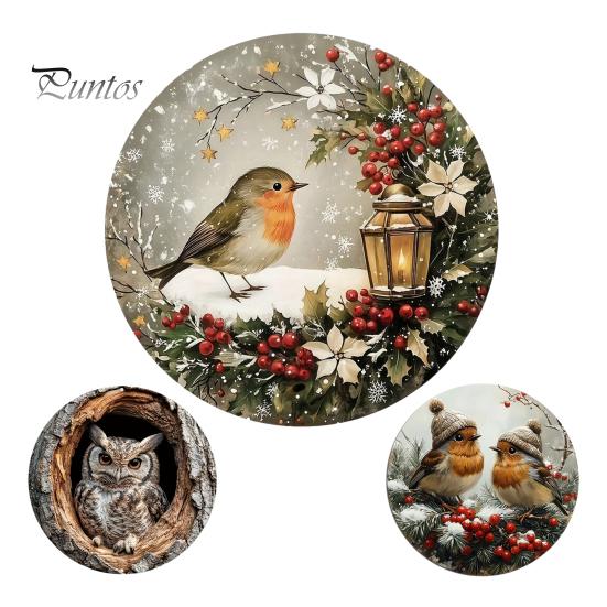 Wooden Hanging Sign for Wall Winter Bird Sign, Rustic Decorative Plaque with Animal Decor Rope, 2D Flat Art Christmas Holiday Home Door