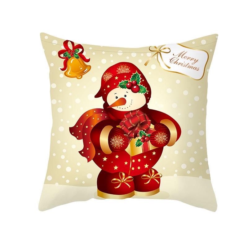 Christmas Pillow Cover Ultra Soft Short Plush Printed Home Fabric Sofa Cushion Cover Living Room Decoration Pillow Cover