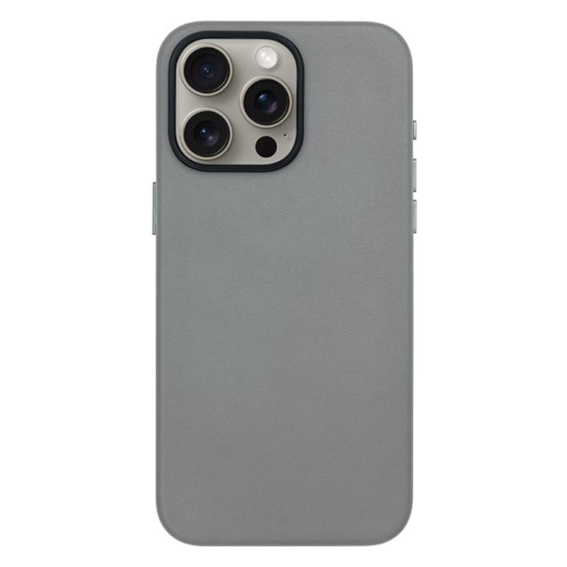 

KZDOO Noble Collection Slim Case for iPhone 15 Pro Max PU Leather Flip Phone Cover Grey