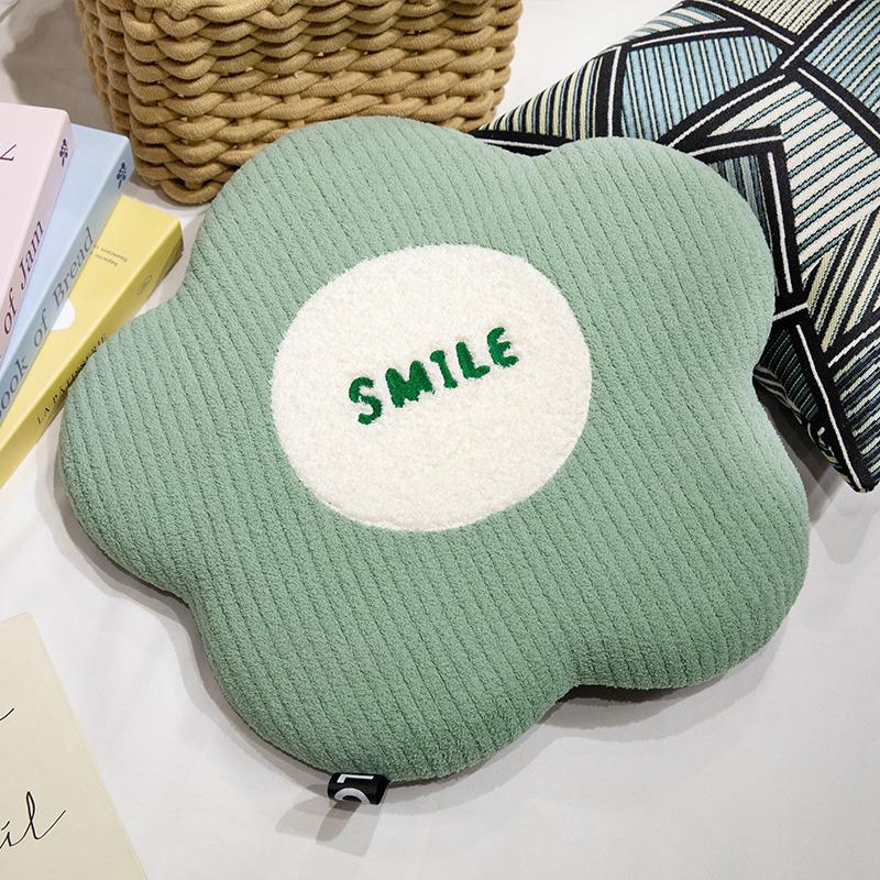 

ins Скандинавский креативный смайлик цветок пена с памятью подушка для сиденья плюшевая декоративная подушка общежитие дом подарок подушка съемная и моющаяся About 45cm-0.5KG светло-зеленый