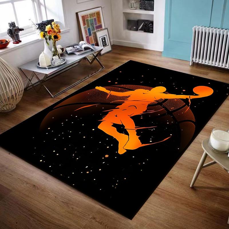 Basketball Dunk Silhouette Design Rug Non-slip Rug Suitable for Living Room and Bedroom Sofas