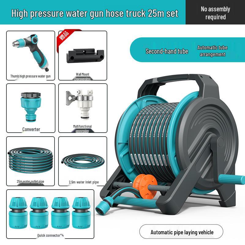 High-Pressure Water Hose with Automatic Storage Reel for Gardening and Car Washing