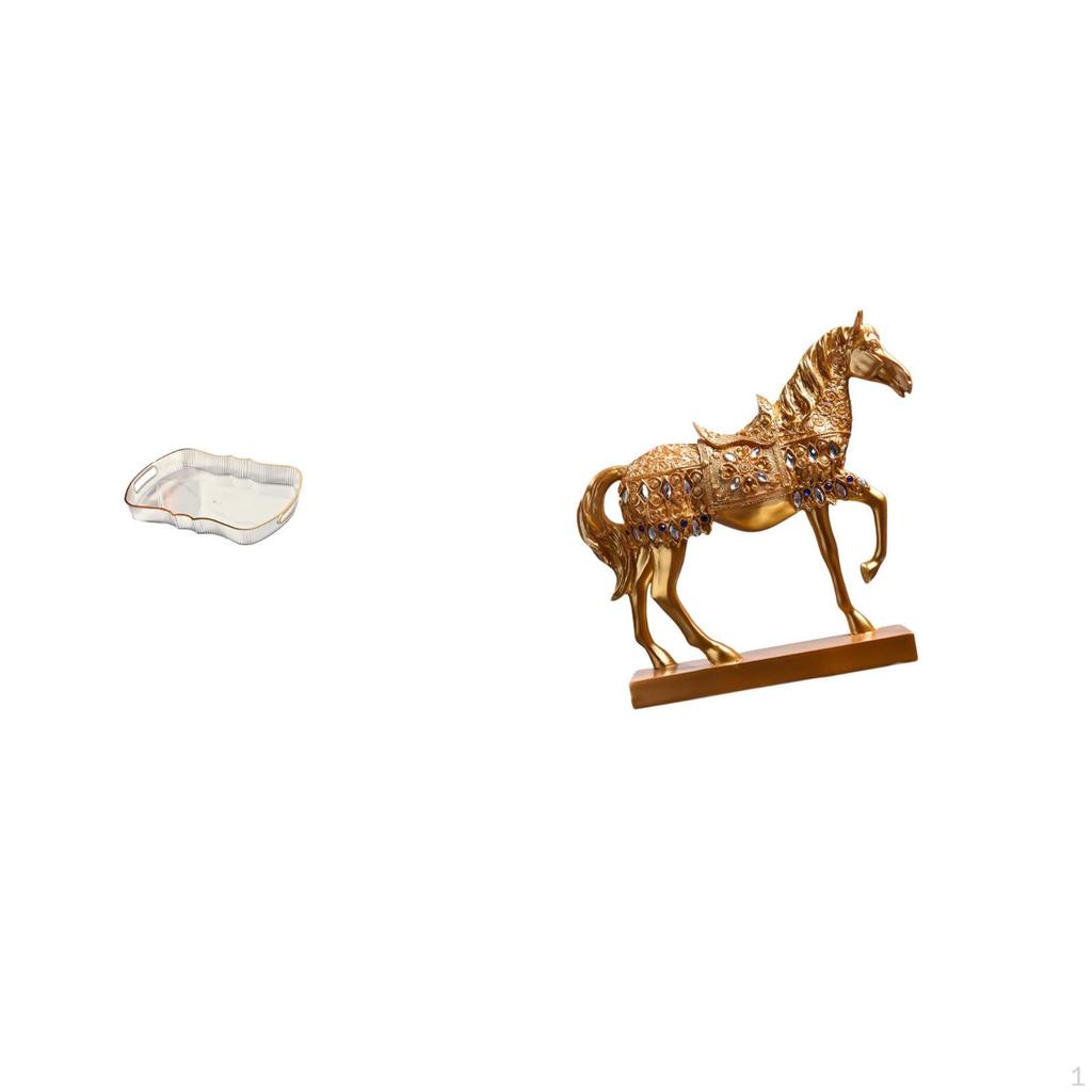 Elegant Resin Horse Sculpture Vanity Tray for Breakfast Fruit And Cosmetic Storage in Bathroom Cafe