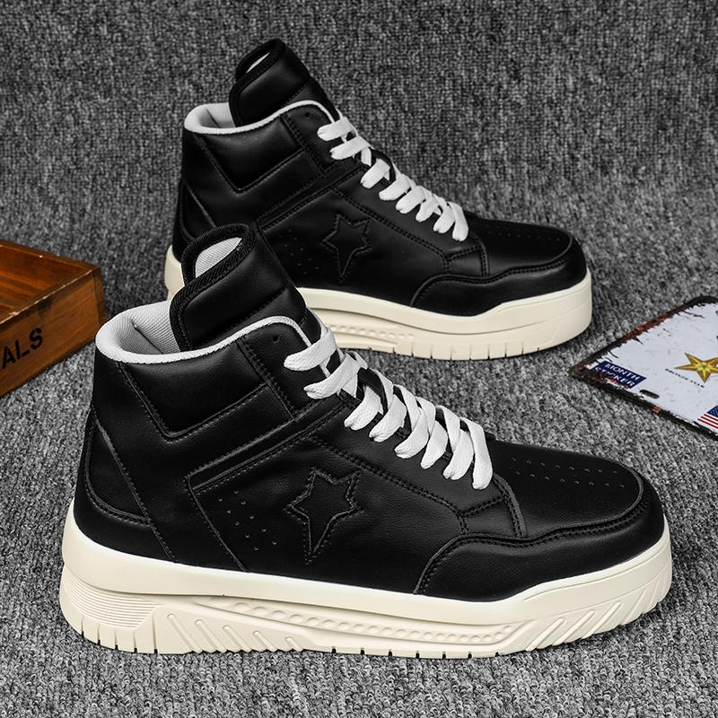 

Модні кросівки повсякденні чоловічі м яка підошва взуття для скейтборду модна мікрофібра шкіра дихаючі зі збільшенням висоти плоска платформа бігові кросівки 42