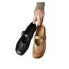 Great to wear French single shoes women's retro square head one-word buckle Mary Jane shoes women's round head low heel medium heel thick heel