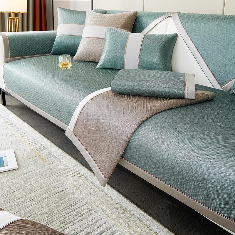 Light Luxury Cool Ice Silk Sofa Cushion Summer Summer Summer Mat Modern Simple Cushion Non-Slip All-Inclusive Sofa Cover Cover Cloth