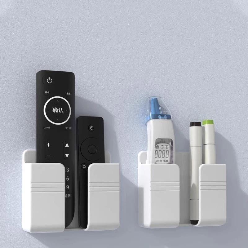 2/5Pcs Wall Mounted Storage Phone Charging Remote Control Holder With Holes For Kitchen Bedroom Bathroom