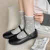 Women's Spring and Summer Thin Color Polka Dot Lace Bubble Mouth Tube Cotton Socks