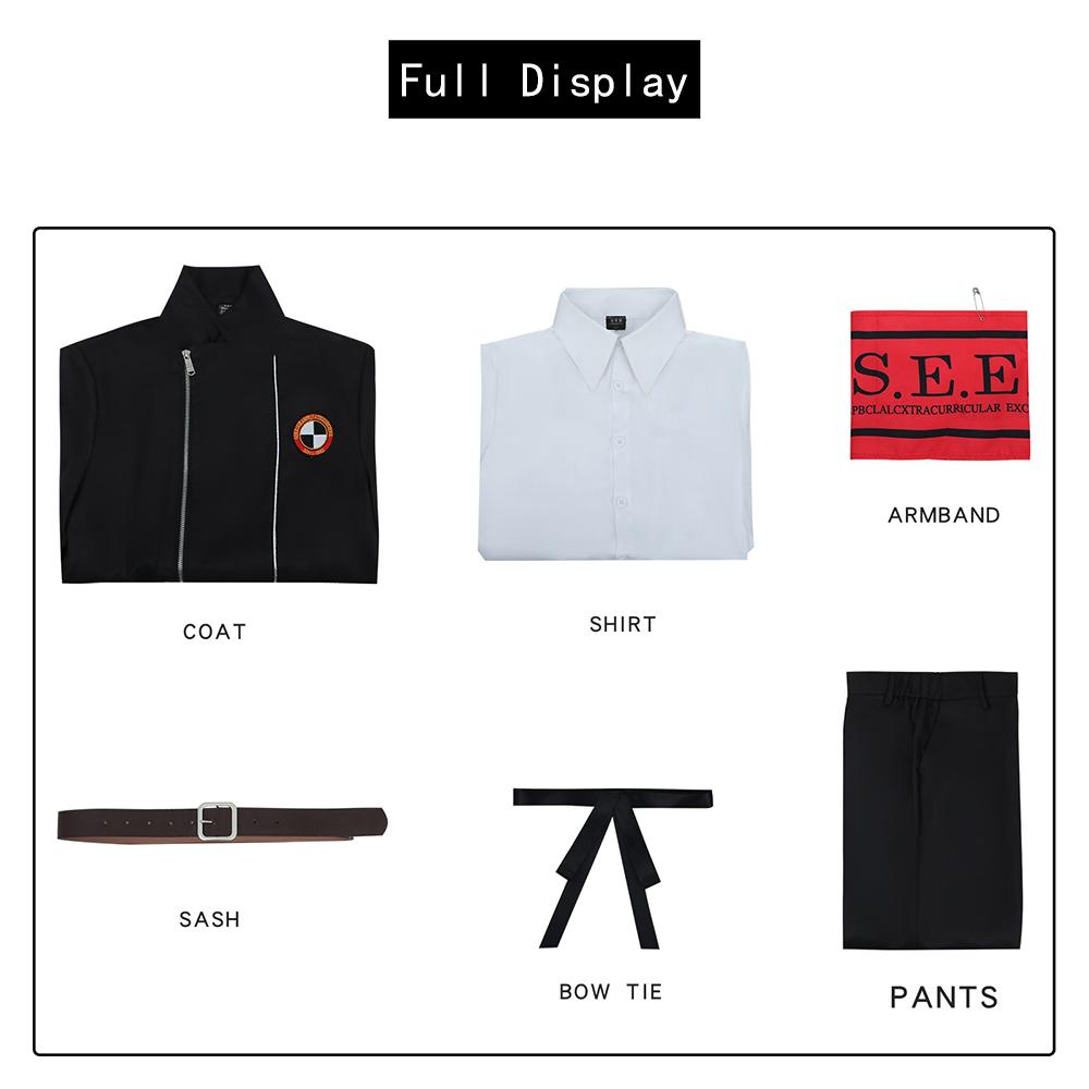 

Игра P3 Макото Юки Косплей Костюм Парик Gekkoukan Старшая школьная форма Вышивка Черный костюм Брюки Рубашка Повседневная одежда Подарки XS