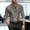 2026 Nuova Camicia da Uomo Personalità Retrò Stampa Leopardata Manica Lunga Business Slim Fit Tendenza Moda Top Casual da Uomo