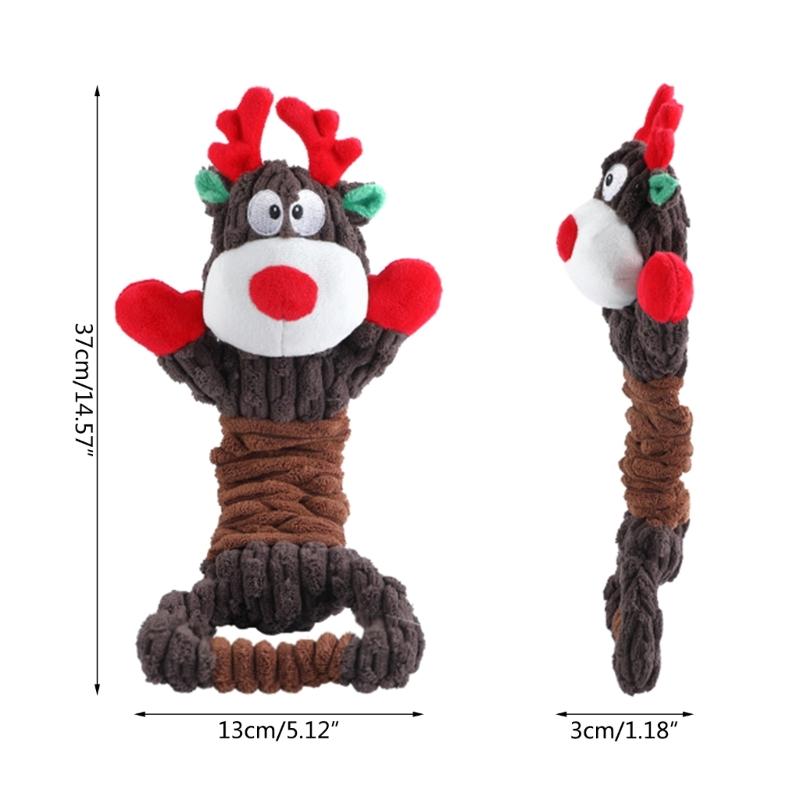 Christmas Dogs Toy Bites-Resist Stuffed Toy Funny Interactive Elasticity Dogs Chew Toy for Outdoor Dogs Tooth Molar Tool