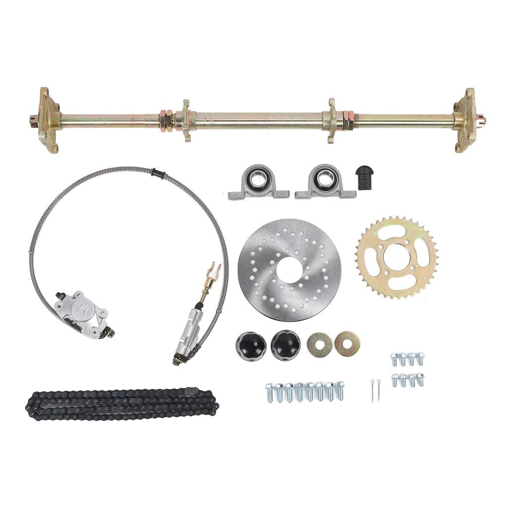 Go Kart Rear Live Axle Assembly Kit 32in Rear Drive Axle Pillow Block 428 37T Sprocket 7.5in Brake Disc Chain Set for