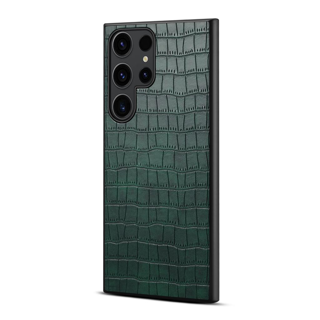 For Samsung Galaxy S25 Ultra Case Crocodile Texture Design Leather Slim Back Cover