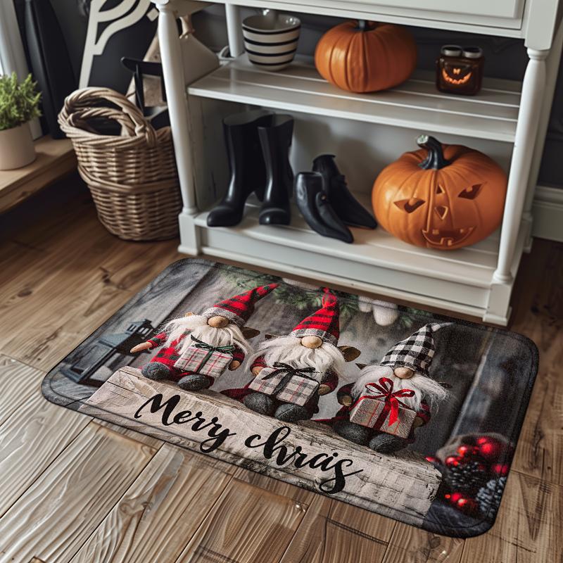 1pc Santa Claus Gift Bathroom Floor Mat Christmas Decor Door Mats Suitable For Bathroom, Kitchen, Living Room, Home Decoration