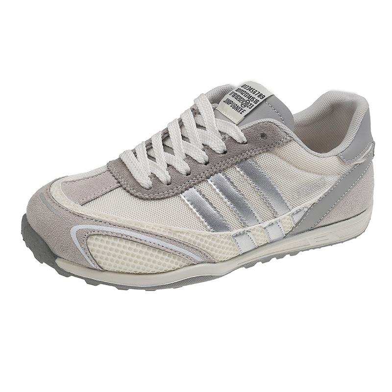European genuine leather 2025 summer new color matching fashion versatile women's mesh racing German training shoes casual sports shoes