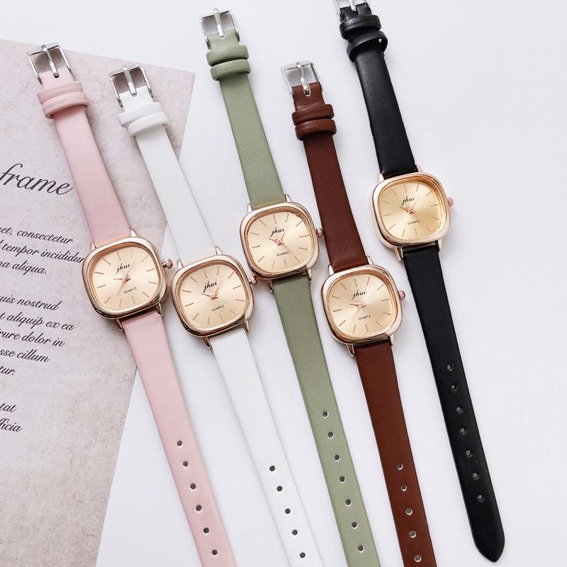 Retro Dámské Hodinky ve Korejském Stylu s Čtvercovým Ciferníkem - Jednoduché, Elegantní Quartz pro Studentky